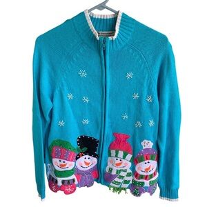 Vintage Tiara International Christmas Collection Adult M 90s Sweater Snowman